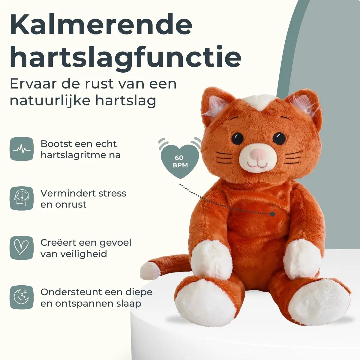 Verzwaringsknuffel met hartslag (2kg) Kiki de kat KUDL®