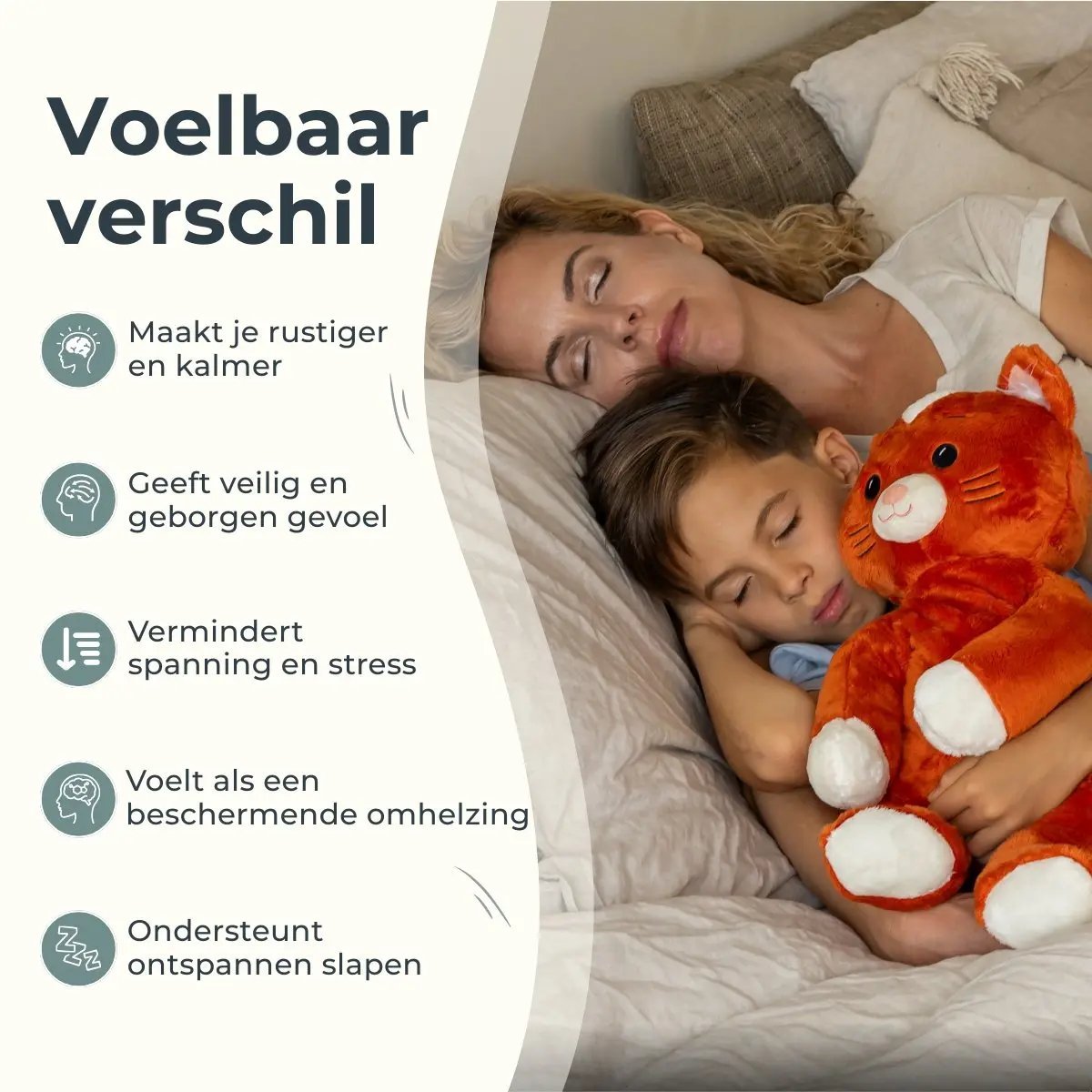 Verzwaringsknuffel met hartslag (2kg) Kiki de kat KUDL®