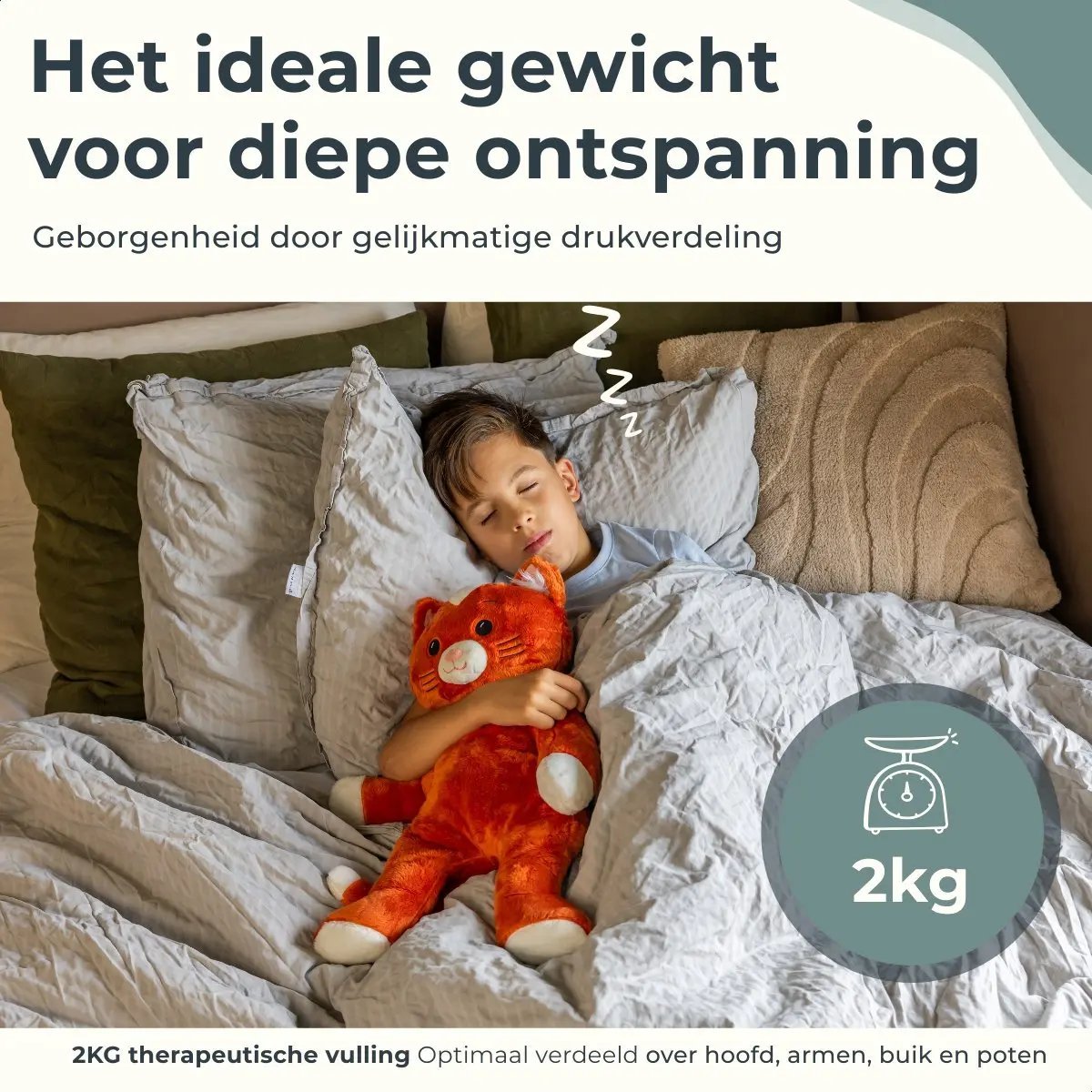 Verzwaringsknuffel met hartslag (2kg) Kiki de kat KUDL®