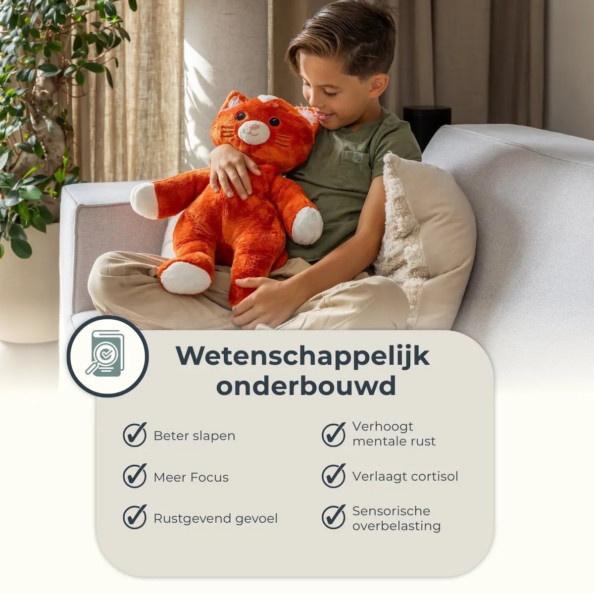 Verzwaringsknuffel met hartslag (2kg) Kiki de kat KUDL®