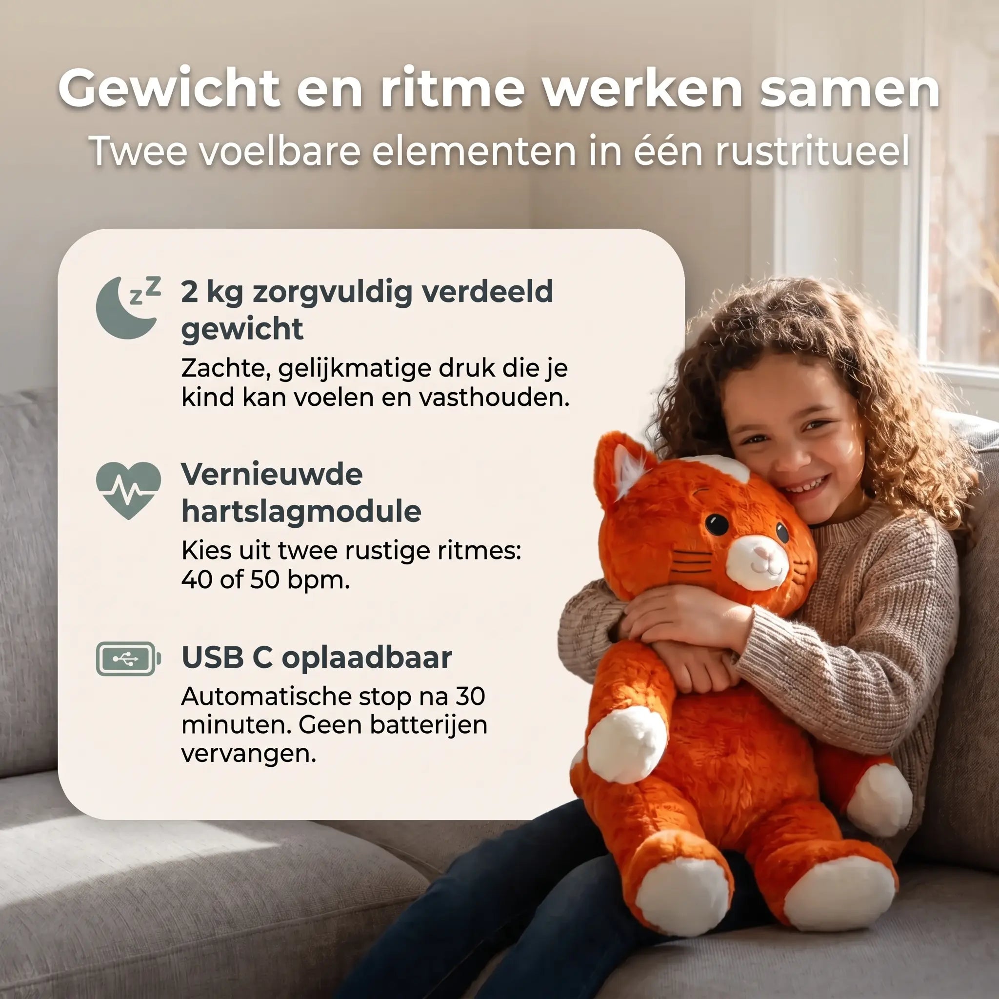 Verzwaringsknuffel met hartslag — Kiki de Kat (Copy)